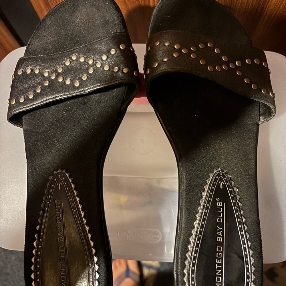 Montego Bay Club Black Studded Women's Sandals Size 8W